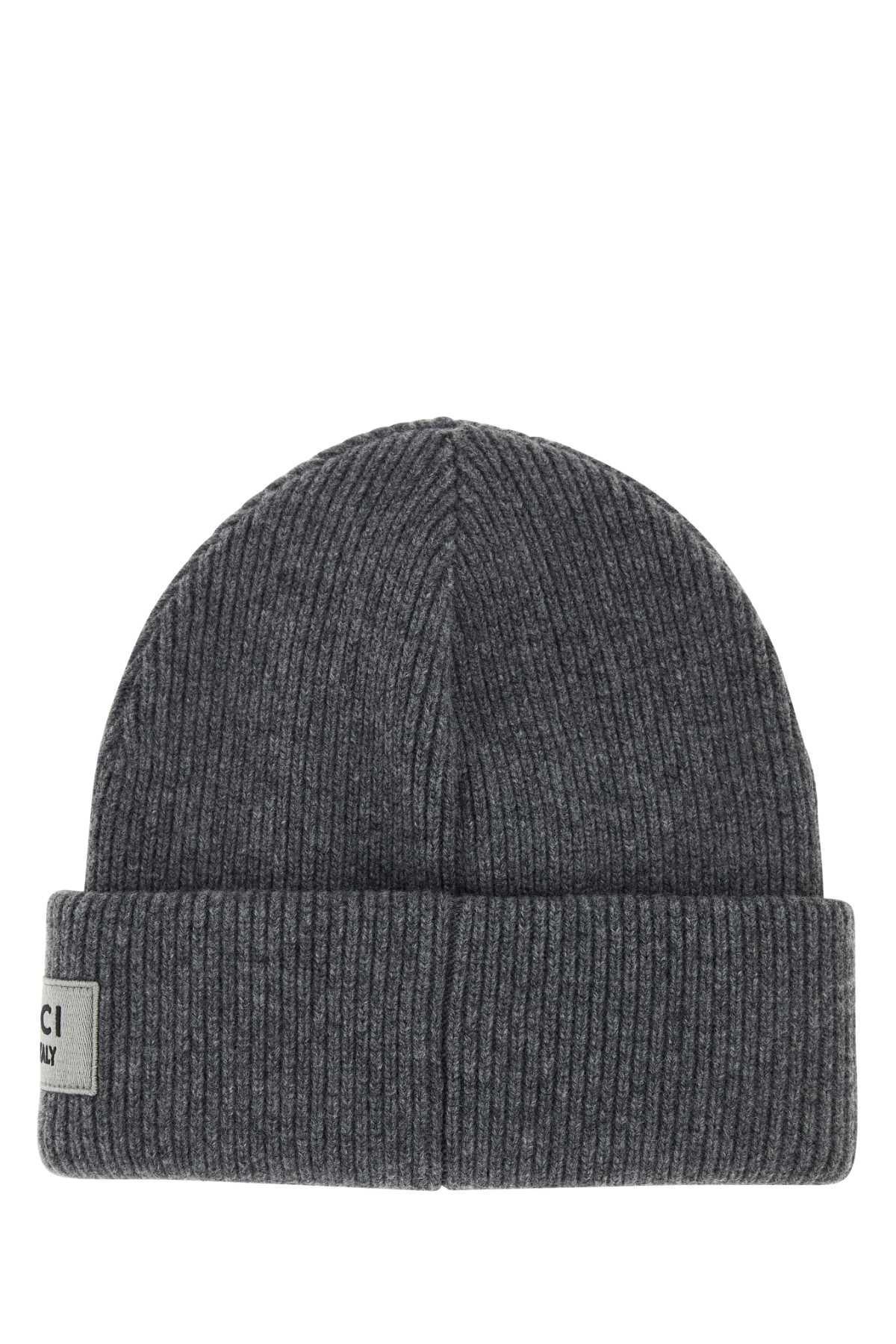 Grey Wool Beanie Hat In Gray Product Image