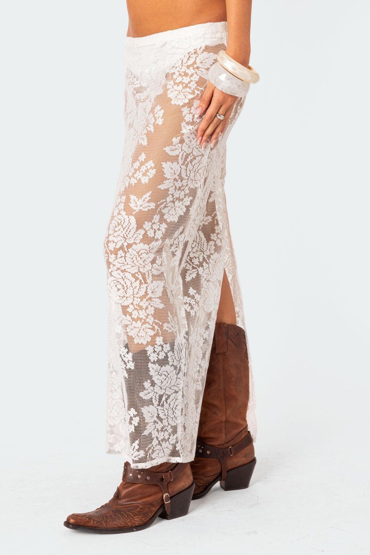 Bess Sheer Lace Maxi Skirt Product Image