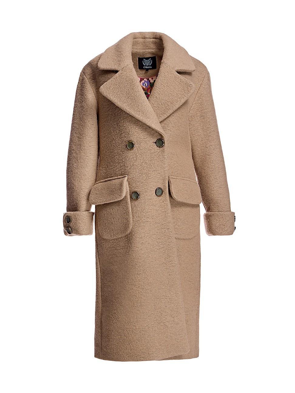 Womens Double Breasted Merino Wool Coat Product Image