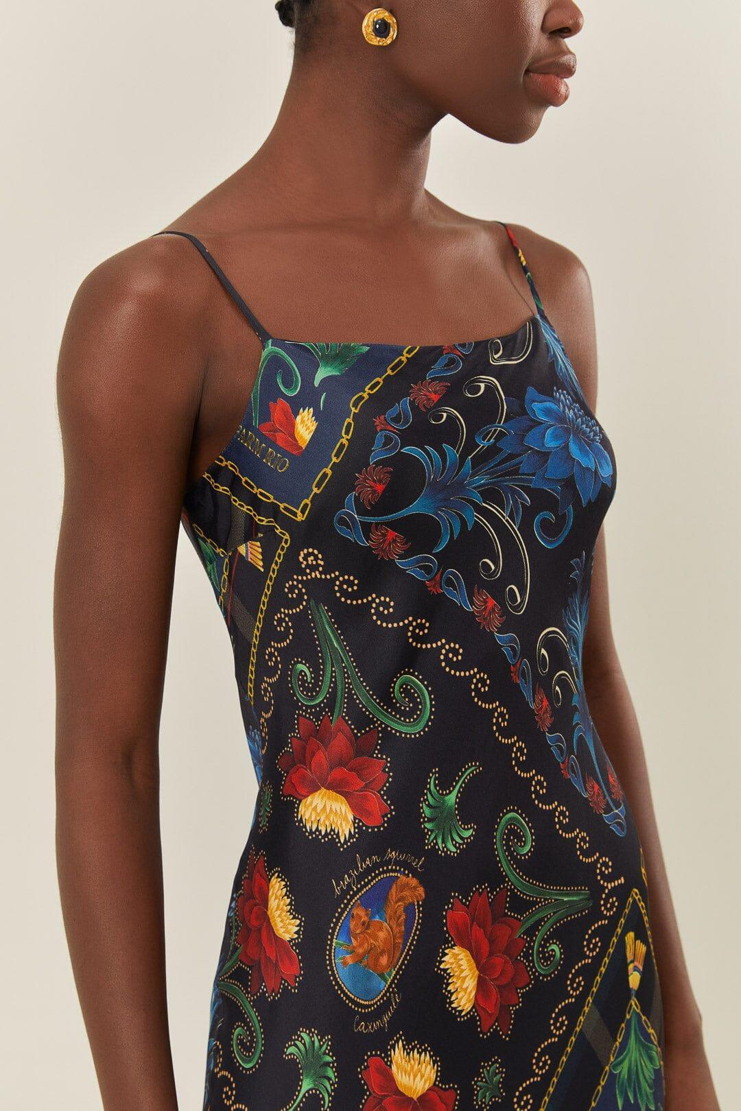 Black Mixed Arabesque Scarves Sleeveless LENZING™ ECOVERO™ Maxi Dress Product Image