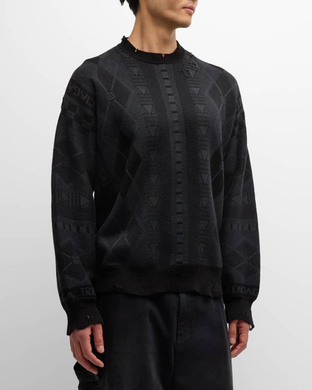 Mens Jacquard Crew Sweater Product Image