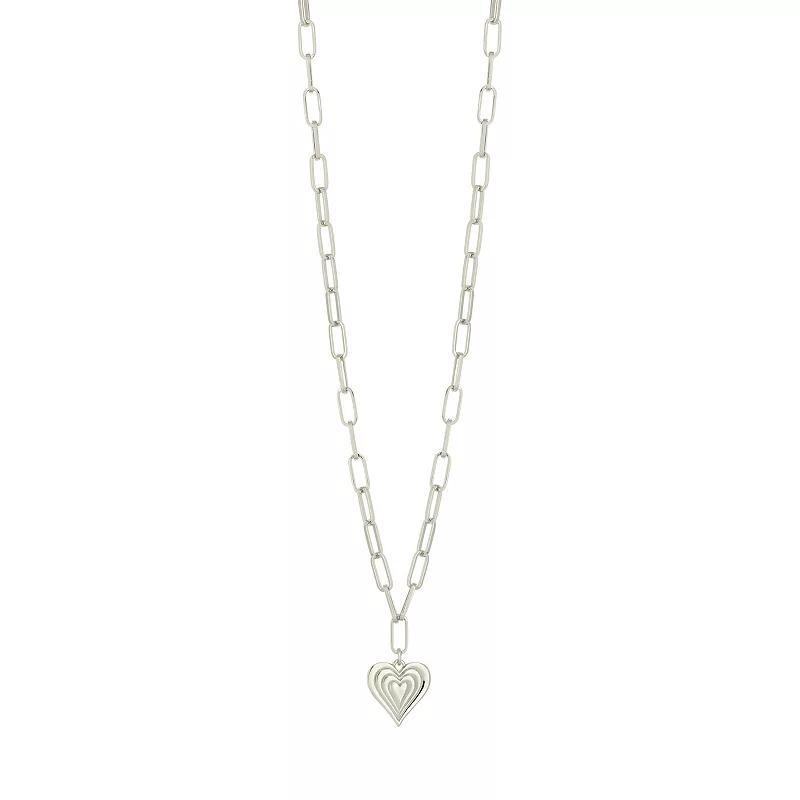 MC Collective Textured Heart Necklace, Womens Silver Tone Product Image