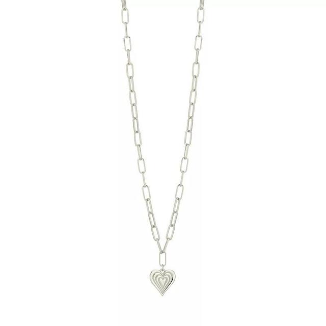 MC Collective Textured Heart Necklace, Womens Silver Tone Product Image