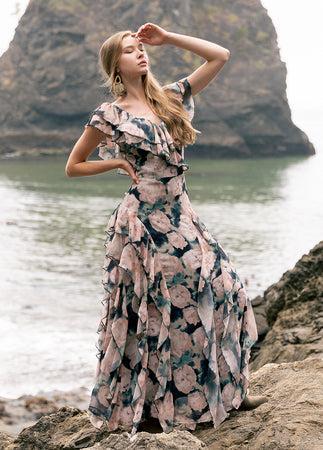 Sylvia Dress in Cool Watercolor Product Image