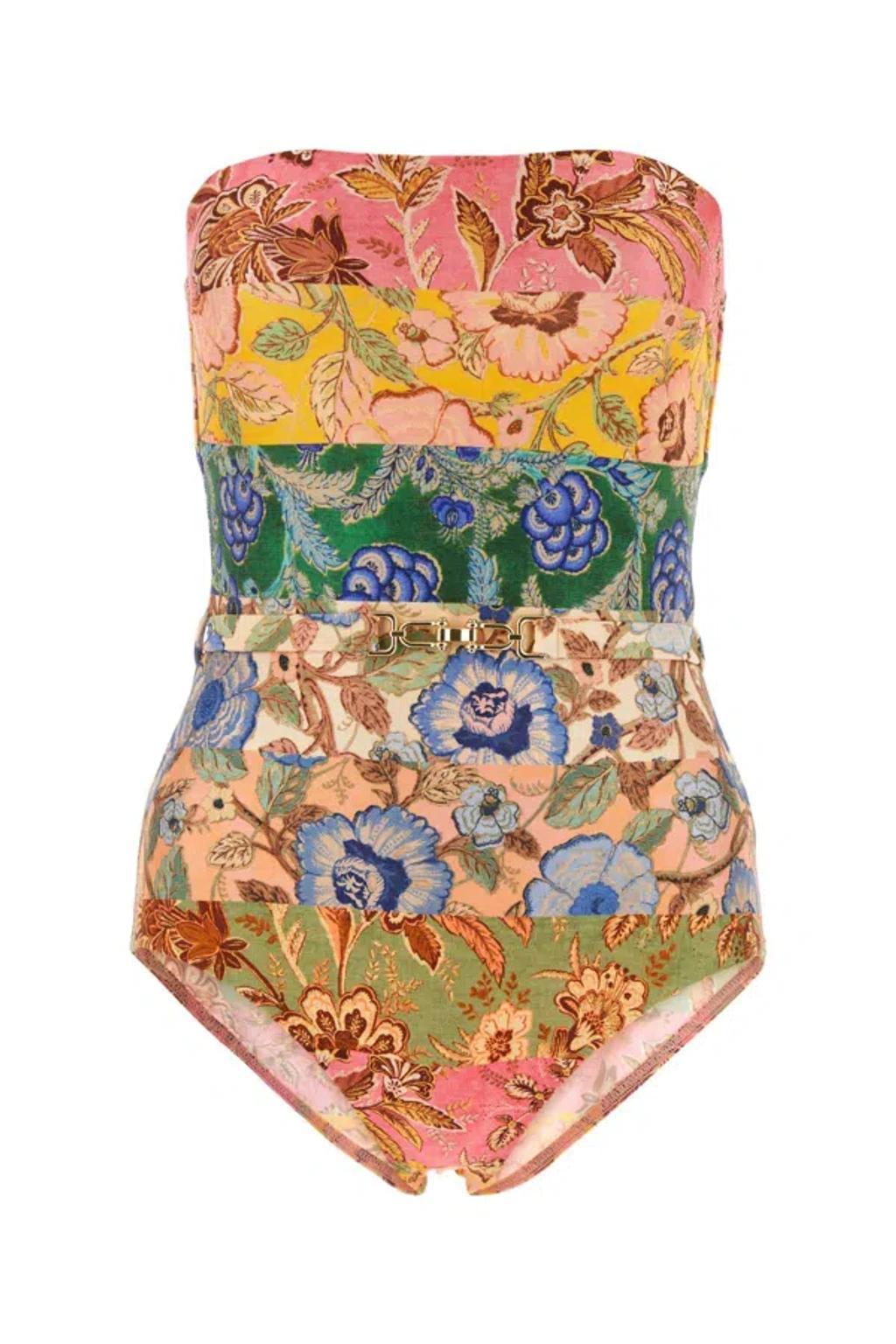 Junie Swimsuit In Printed Stretch Nylon In Multifloral Product Image