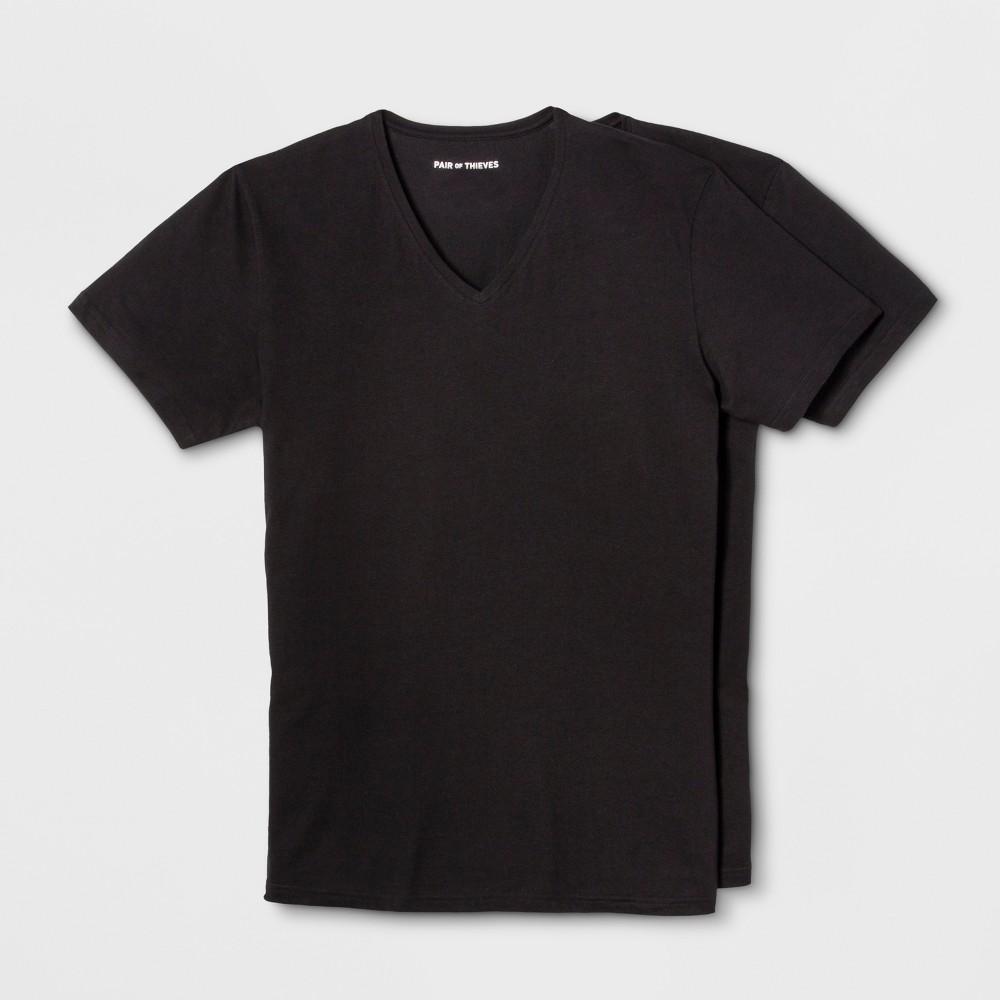 Pair of Thieves Mens 2pk V-Neck Undershirt - Black L Product Image