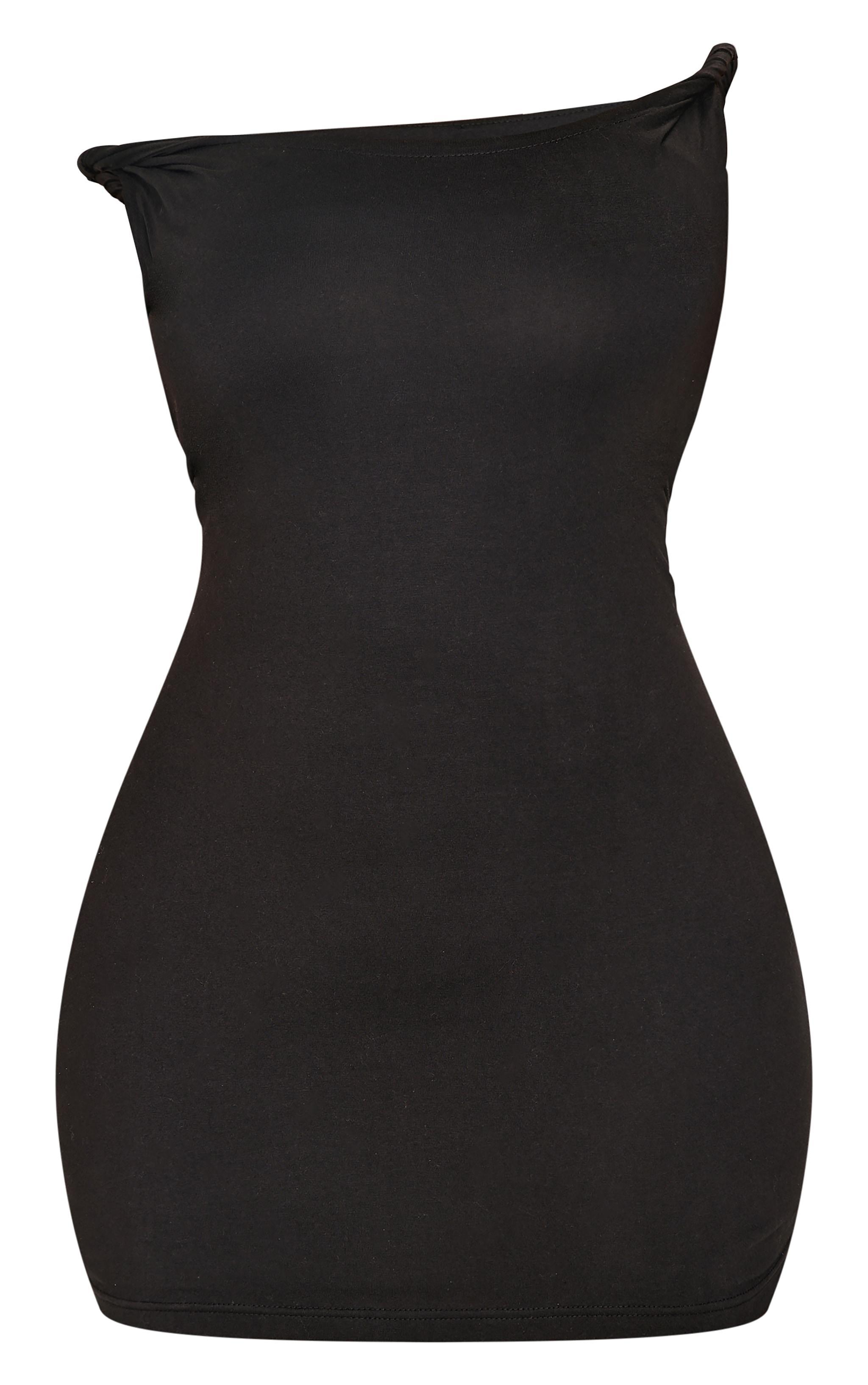 Plus Black Cotton Twist Shoulder Mini Dress Product Image