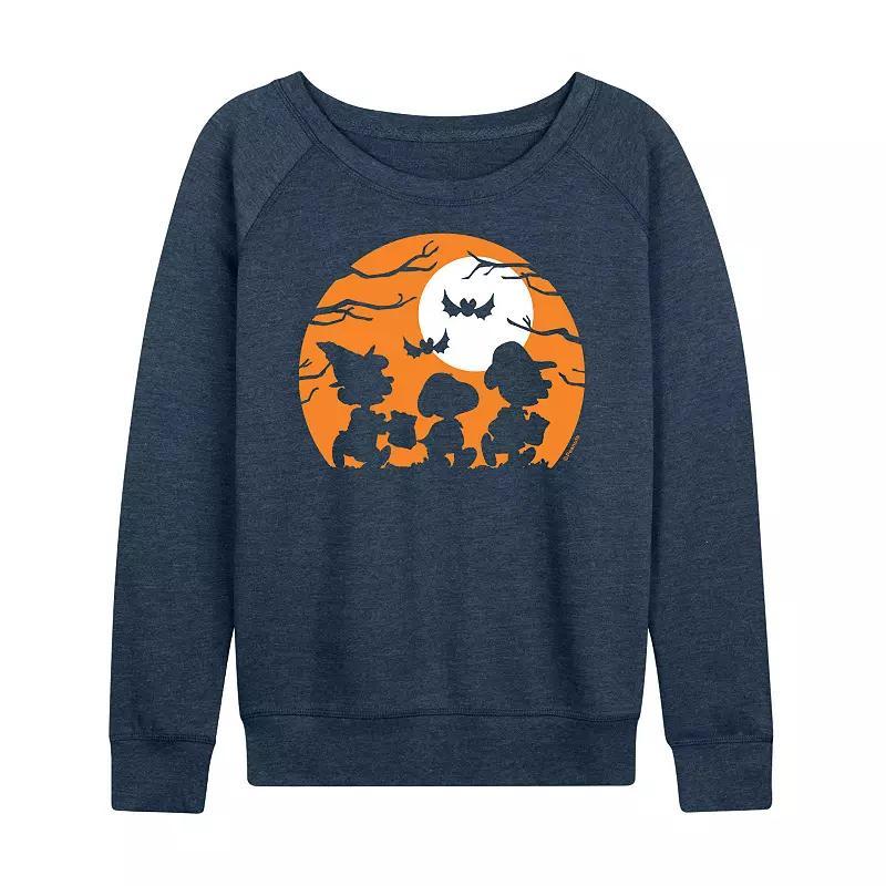 Womens Peanuts Trick Or Treat Lightweight French Terry Sweatshirt Grey Blue Product Image