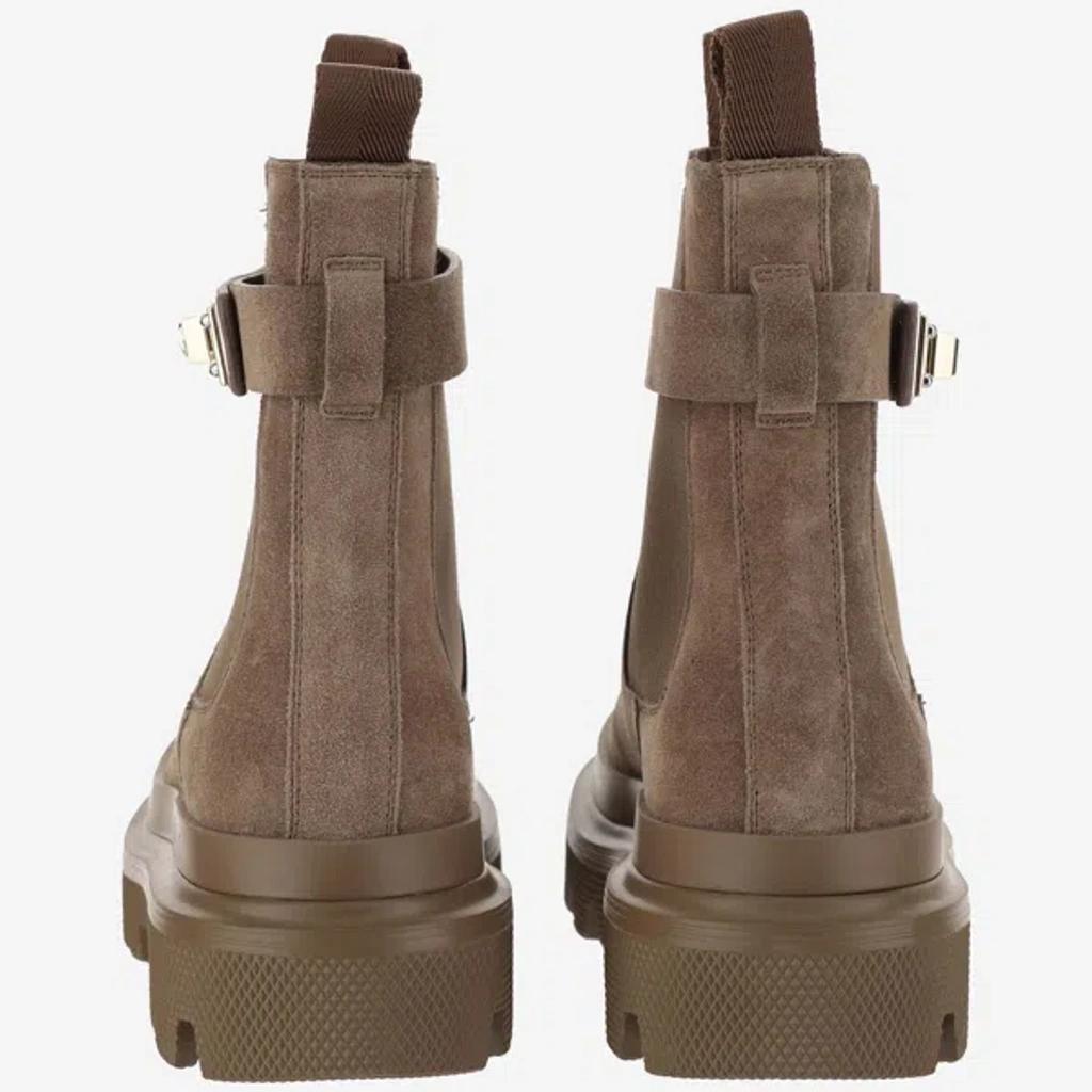 DOLCE & GABBANA Suede Ankle Boots With Logo In Brown product image