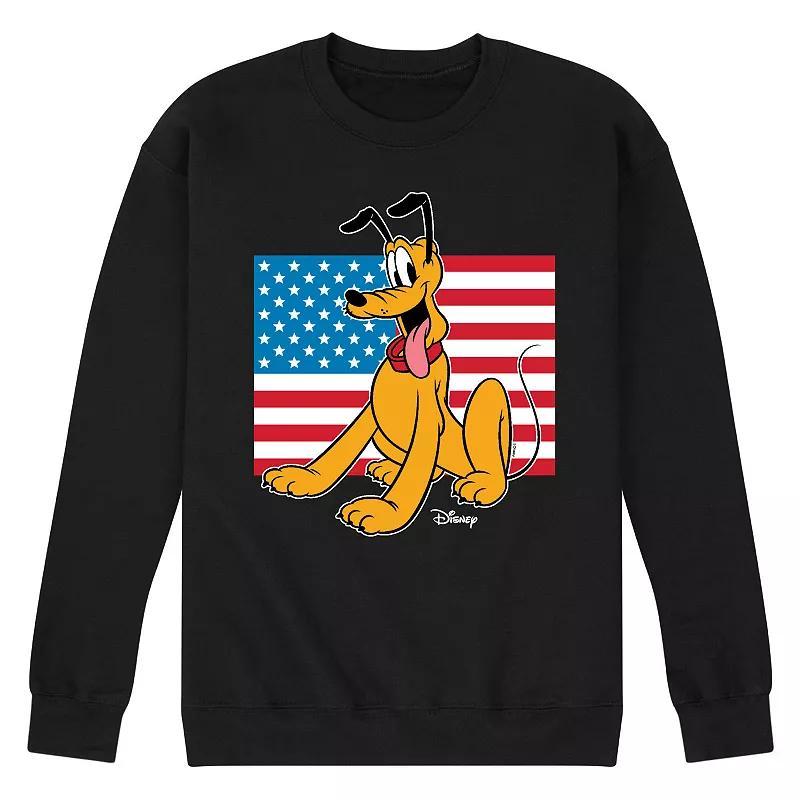 Disneys Pluto Mens USA Flag Fleece Sweatshirt Blue Product Image