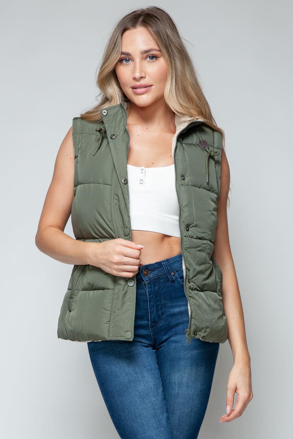 Snobbish Snap and Zip Closure Hooded Vest Product Image