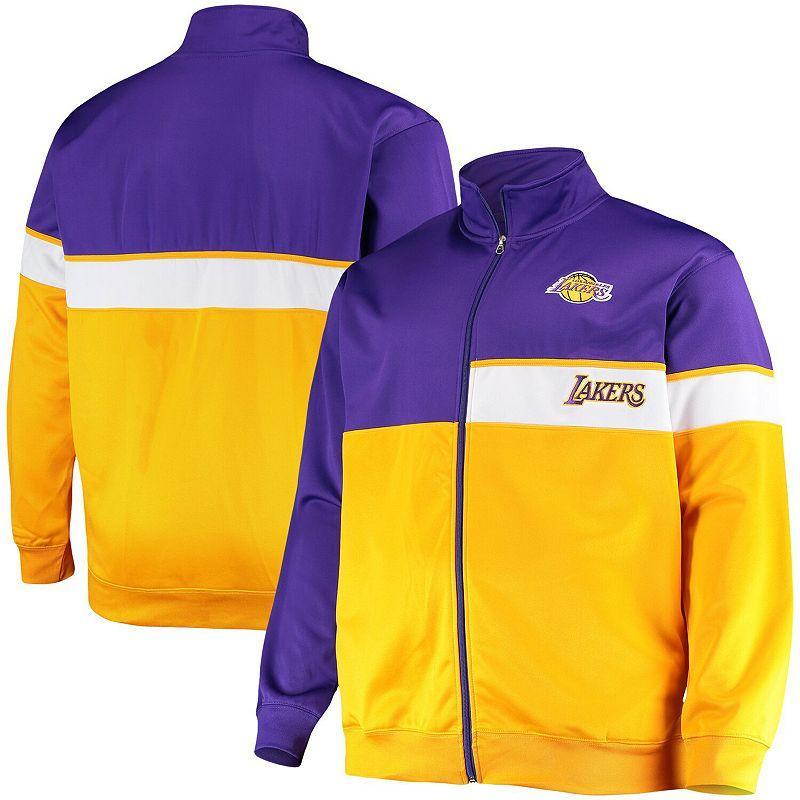 Mens /Gold Los Angeles Lakers Big & Tall Pieced Body Full-Zip Track Jacket Product Image