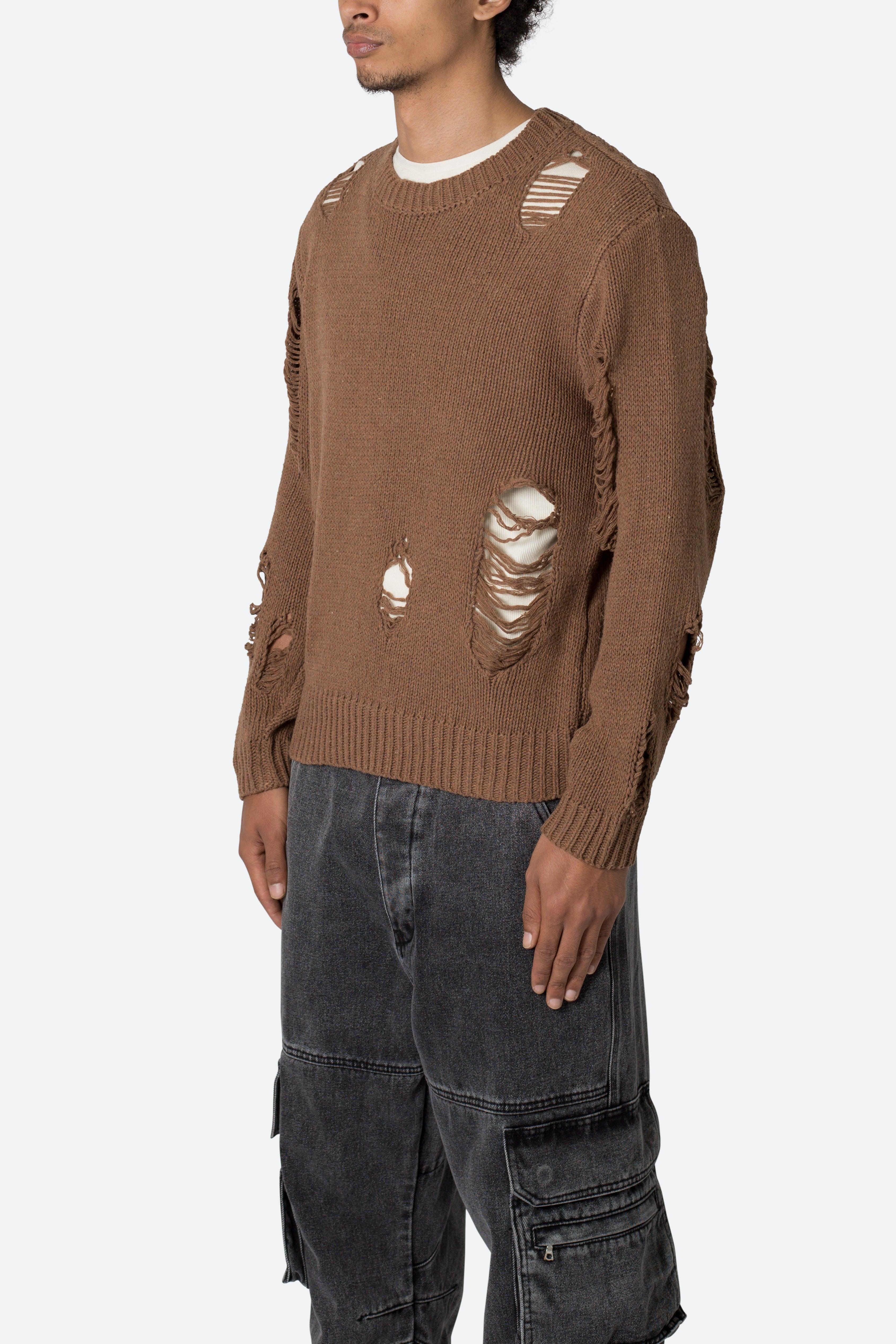 Distressed Sweater - Brown Product Image