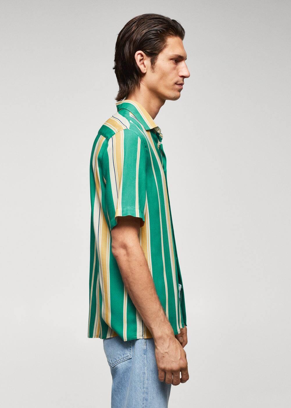 MANGO MAN - Short sleeve striped shirt greenMen Product Image