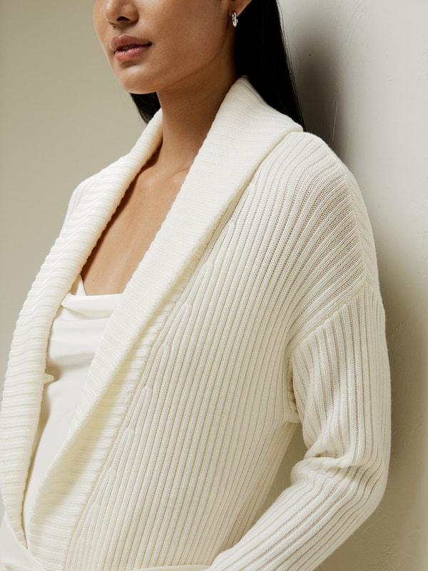 Merino Wool Shawl Collar Cardigan Product Image