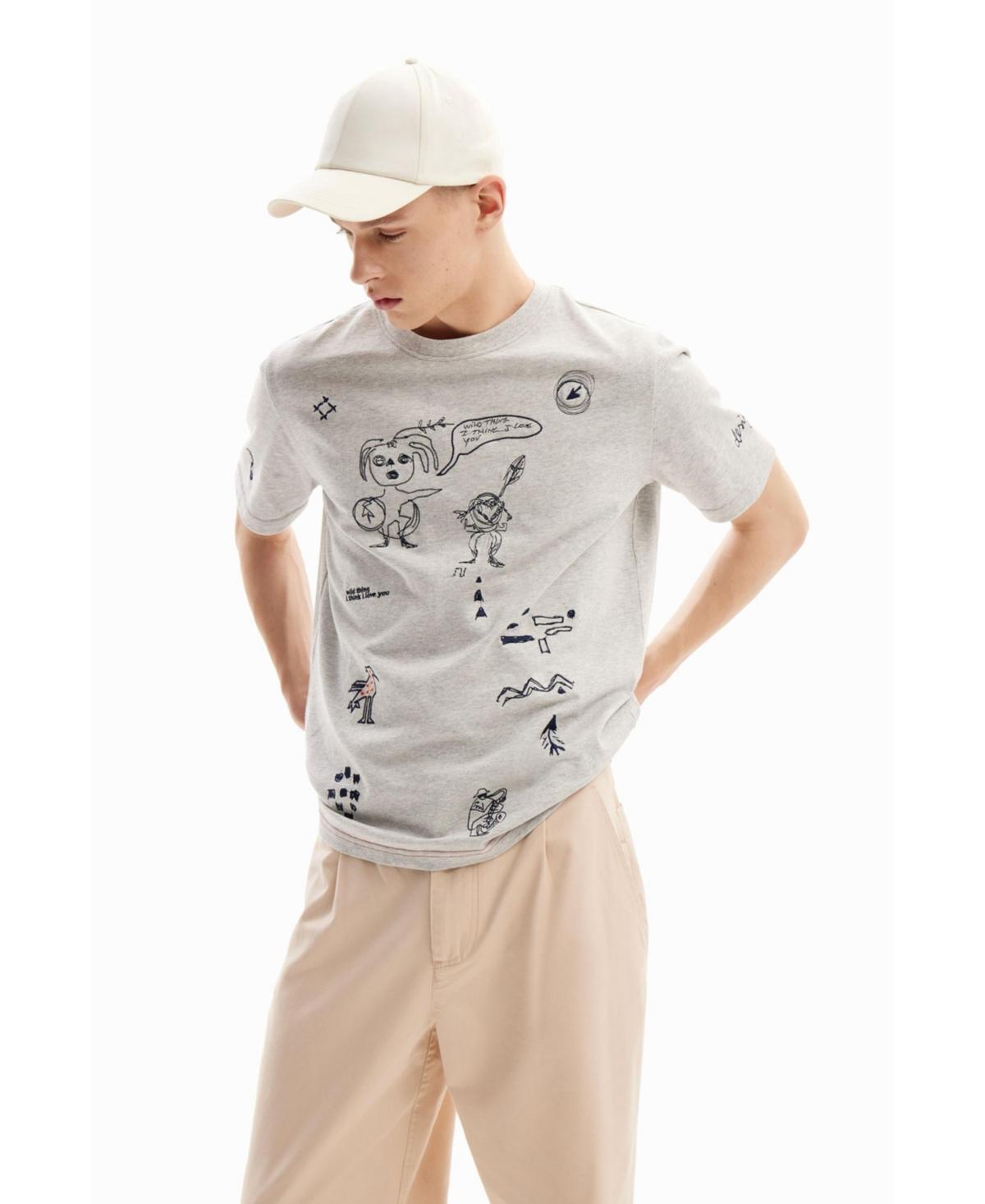 Desigual Mens Embroidered illustration T-shirt Product Image