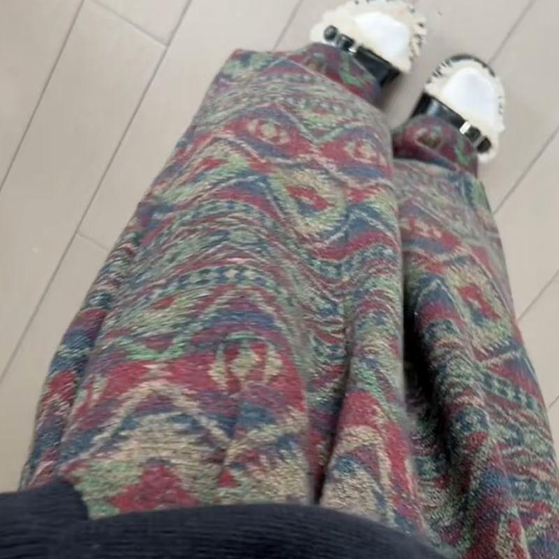 High Rise Patterned Wide Leg Pants Product Image