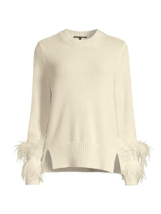 KOBI HALPERIN Billie Feather Trim Cashmere Sweater Product Image