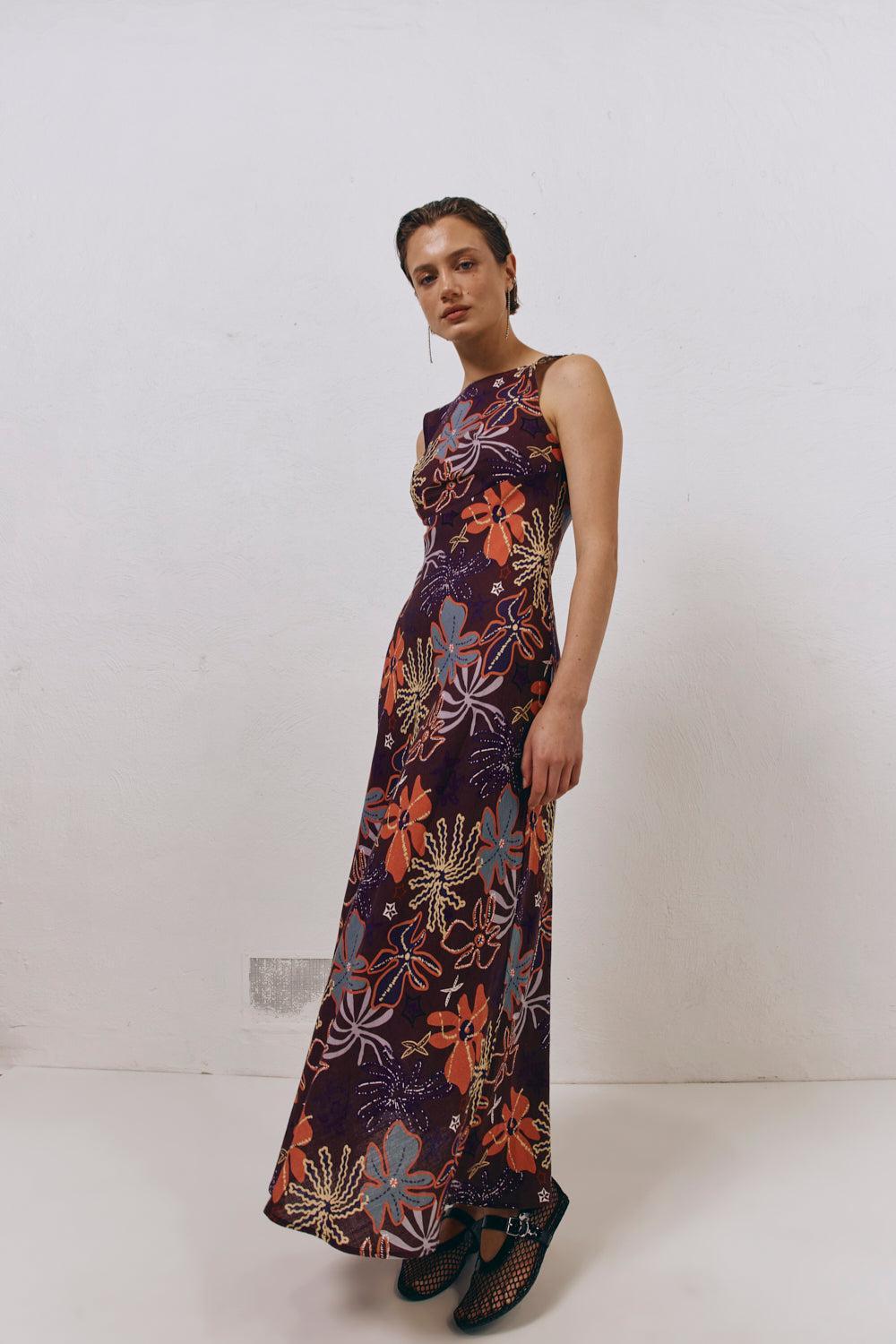 Art Of Bloom Bias Cut Maxi Dress Exotica Product Image