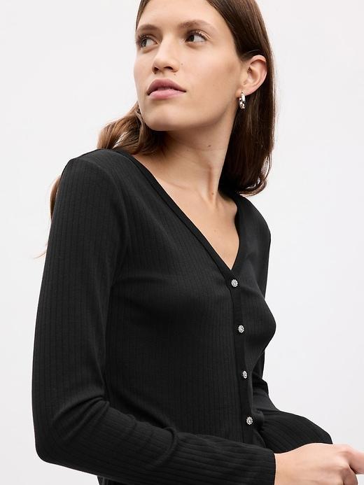 Modern Jewel-Button Cardigan Product Image