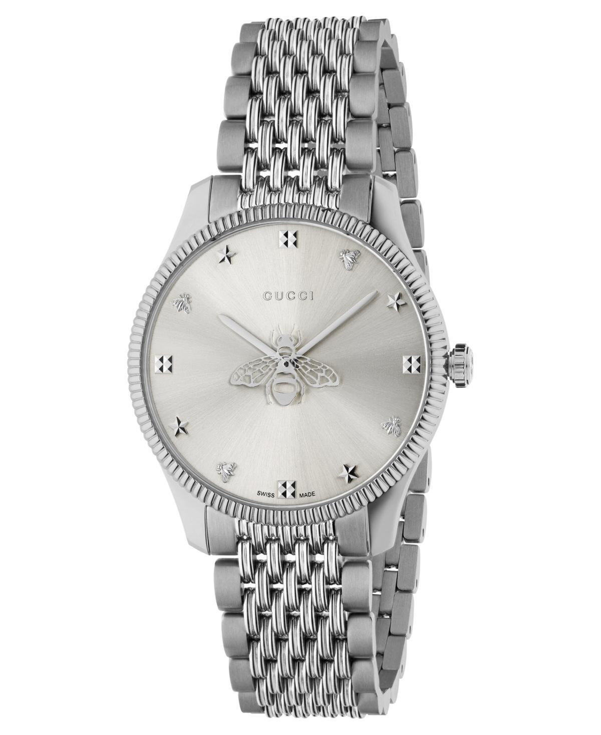 36mm G-Timeless Bee Watch with Bracelet Strap, Silver Product Image