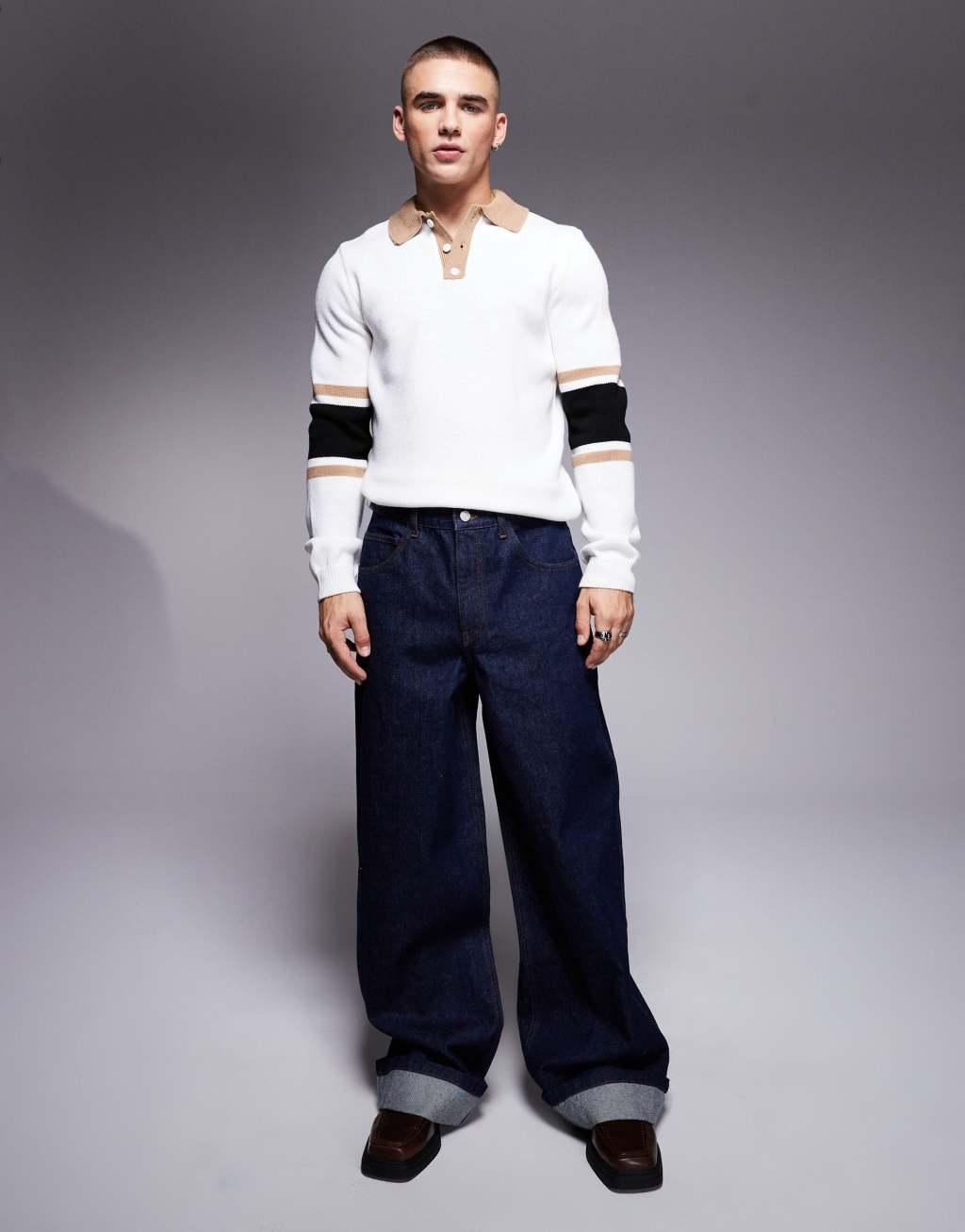 ASOS DESIGN super baggy jeans with cuffed hems in rinse wash Product Image