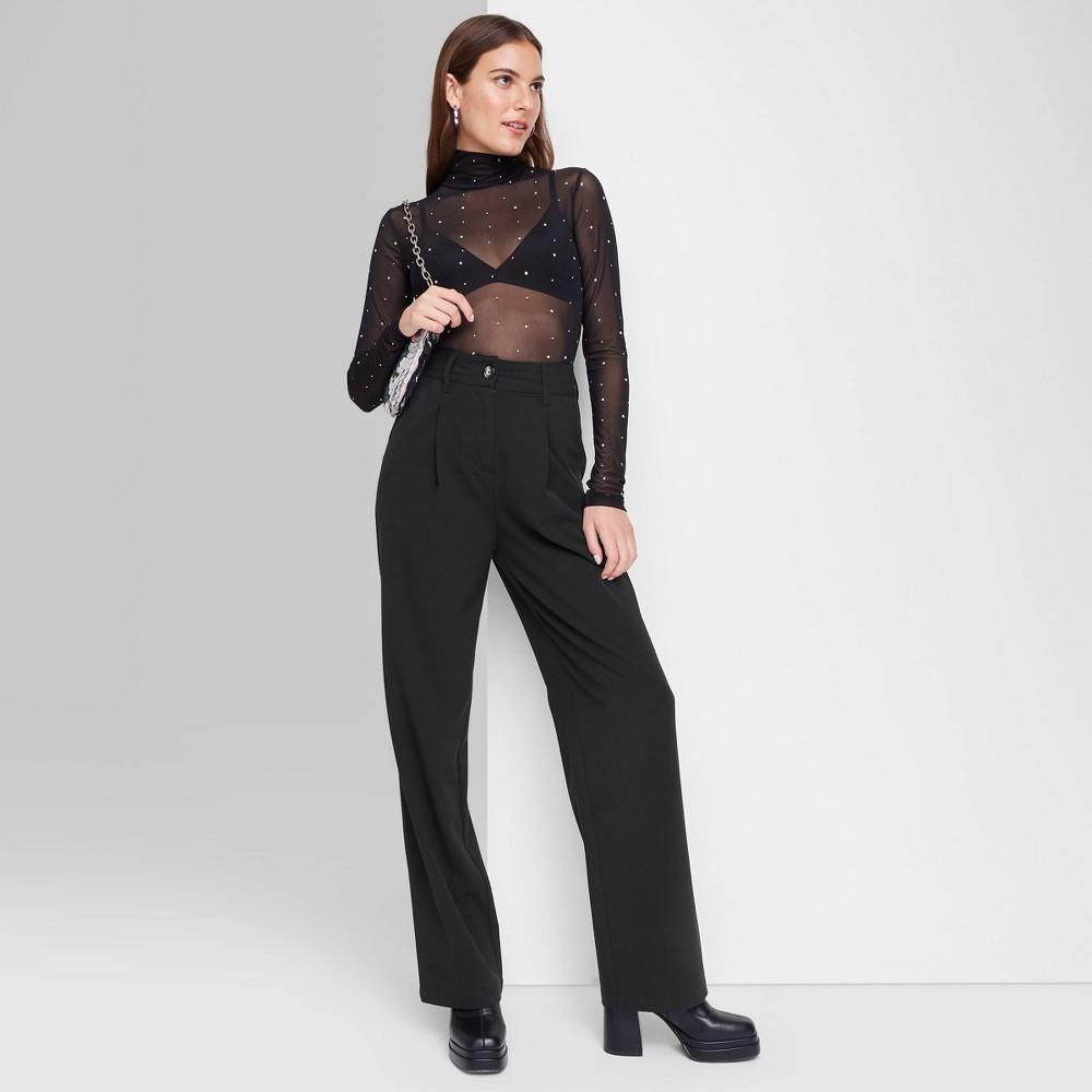 Womens Wide Leg Trousers - Wild Fable Black 14 product image