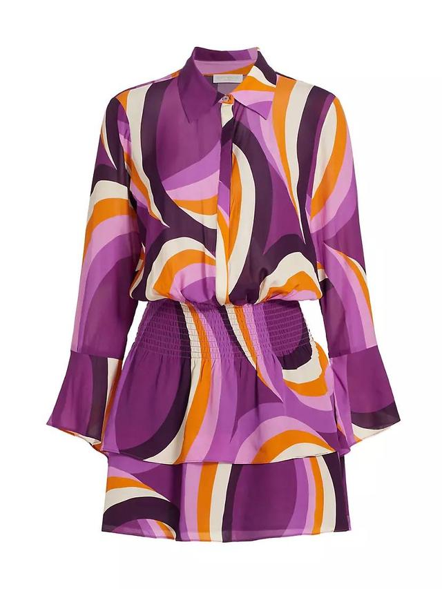 Womens Zella Swirl Striped Ruffled Minidress Product Image