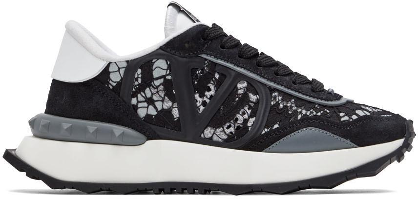 Lacerunner Lace And Leather Trainers In Nero Product Image