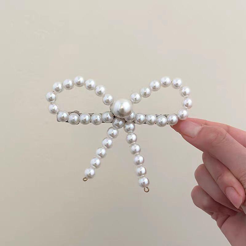 Bow Faux Pearl Hair Clip Product Image