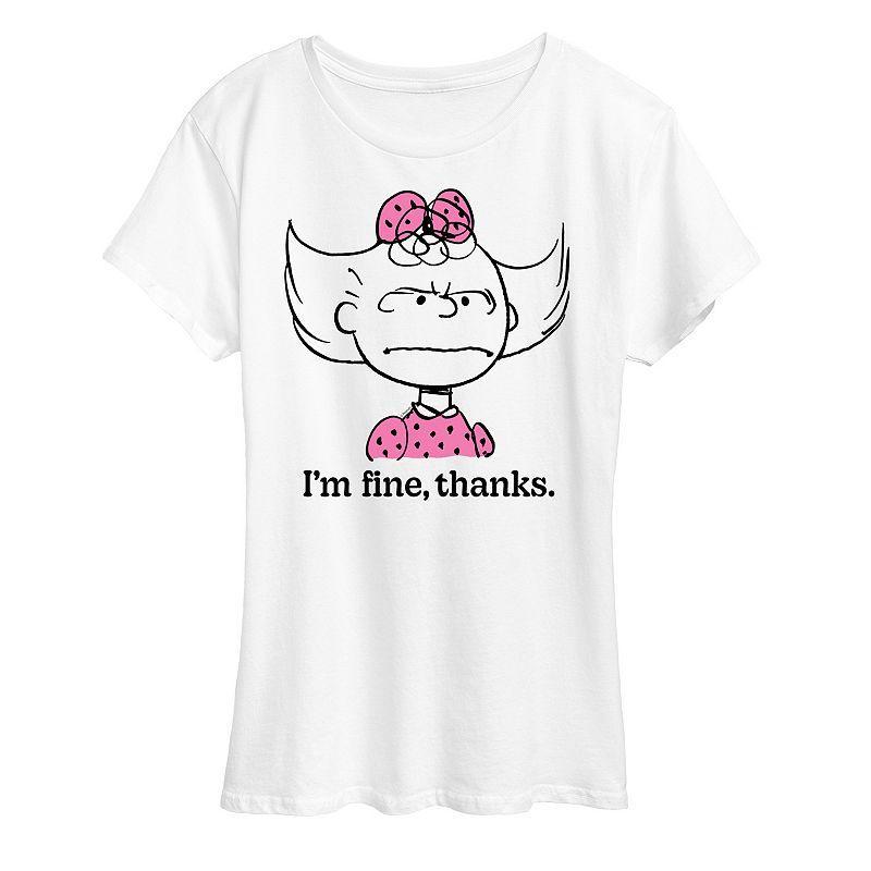 Womens Peanuts Sally Fine Thanks Graphic Tee White Product Image