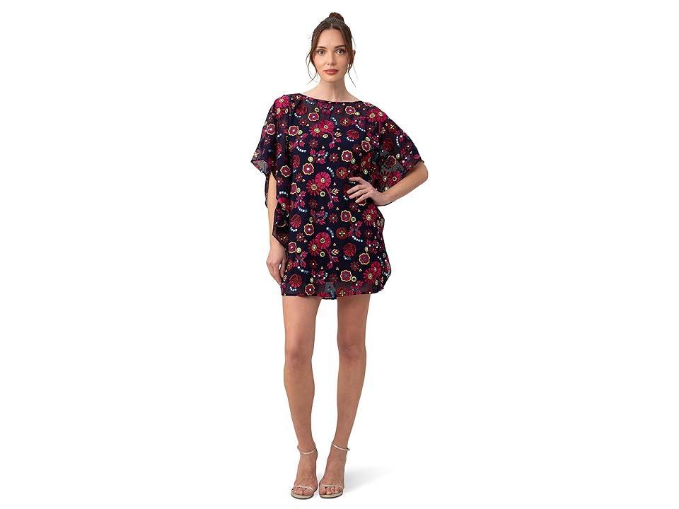 Trina Turk Anissa Scattered Floral Embroidered Boat Neck 34 Dolman Sleeve Caftan Dress Product Image