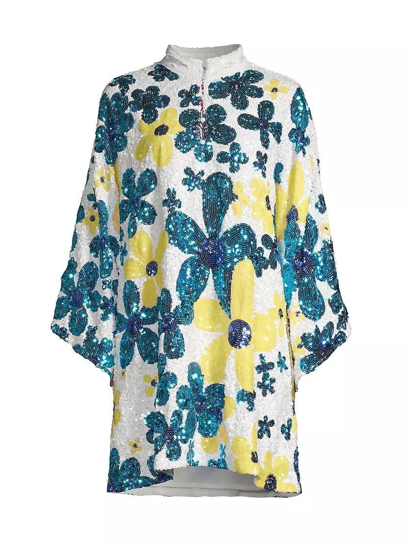 Floral Sequined Mini Caftan Product Image