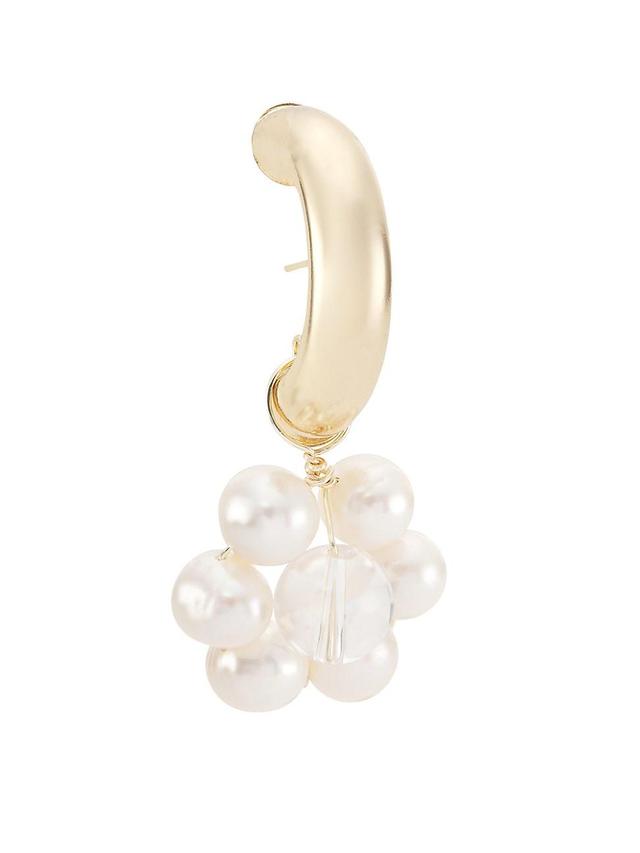 Womens Newman 14K-Gold-Plated, 11MM Freshwater Pearl, & Crystal Quartz Drop Earring - Gold Product Image