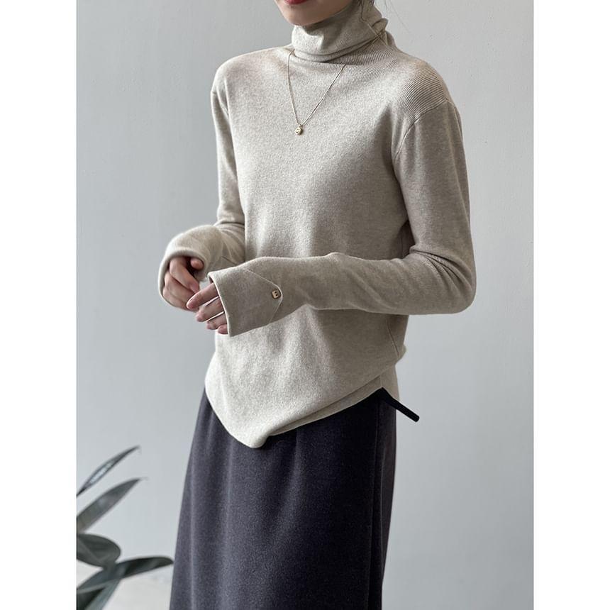 Long-Sleeve Turtleneck Knit Top Product Image