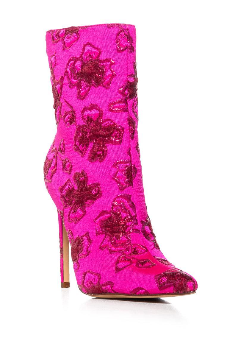 AZALEA WANG POSH PRINCESS BROCADE BOOTIE IN FUCHSIA Product Image