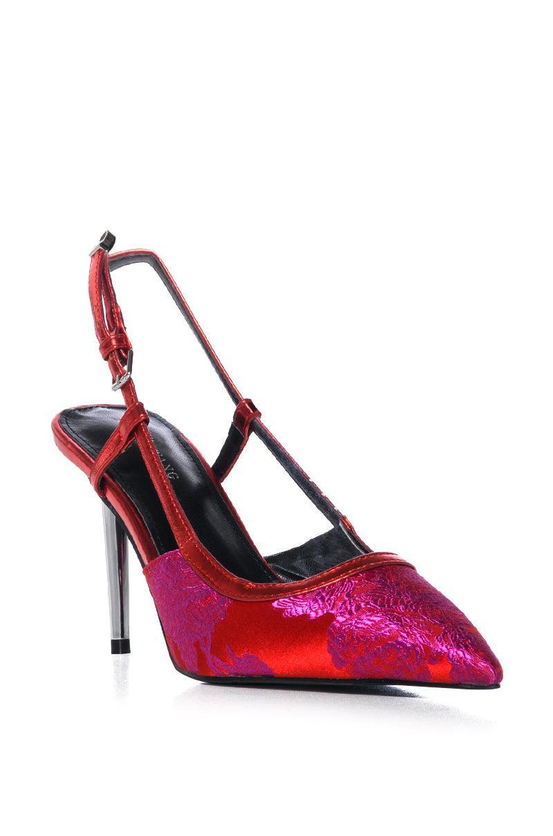 AZALEA WANG BLORANGE PINK BROCADE SLINGBACK PUMP Product Image