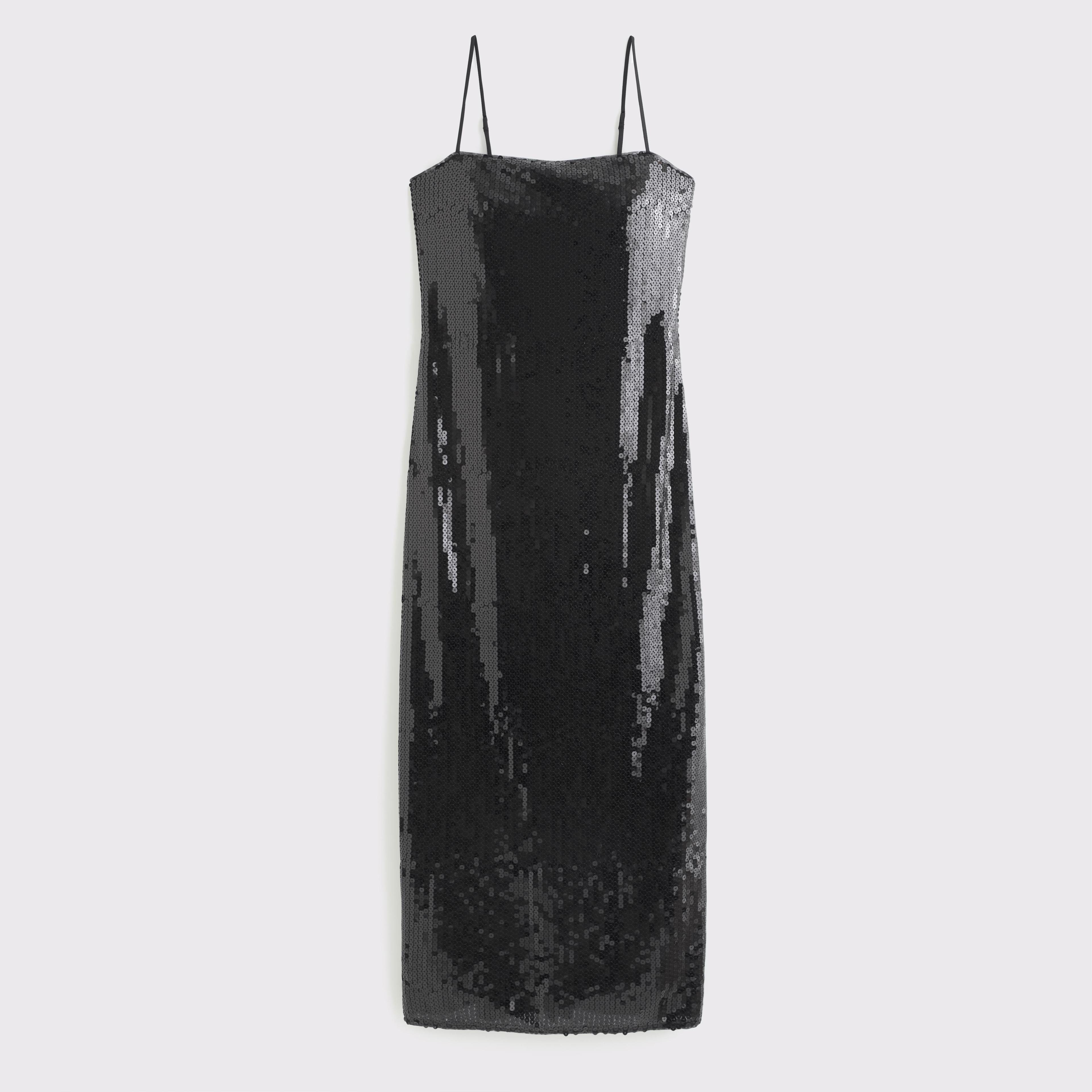 Sequin Straight Neck Midi Dress Product Image