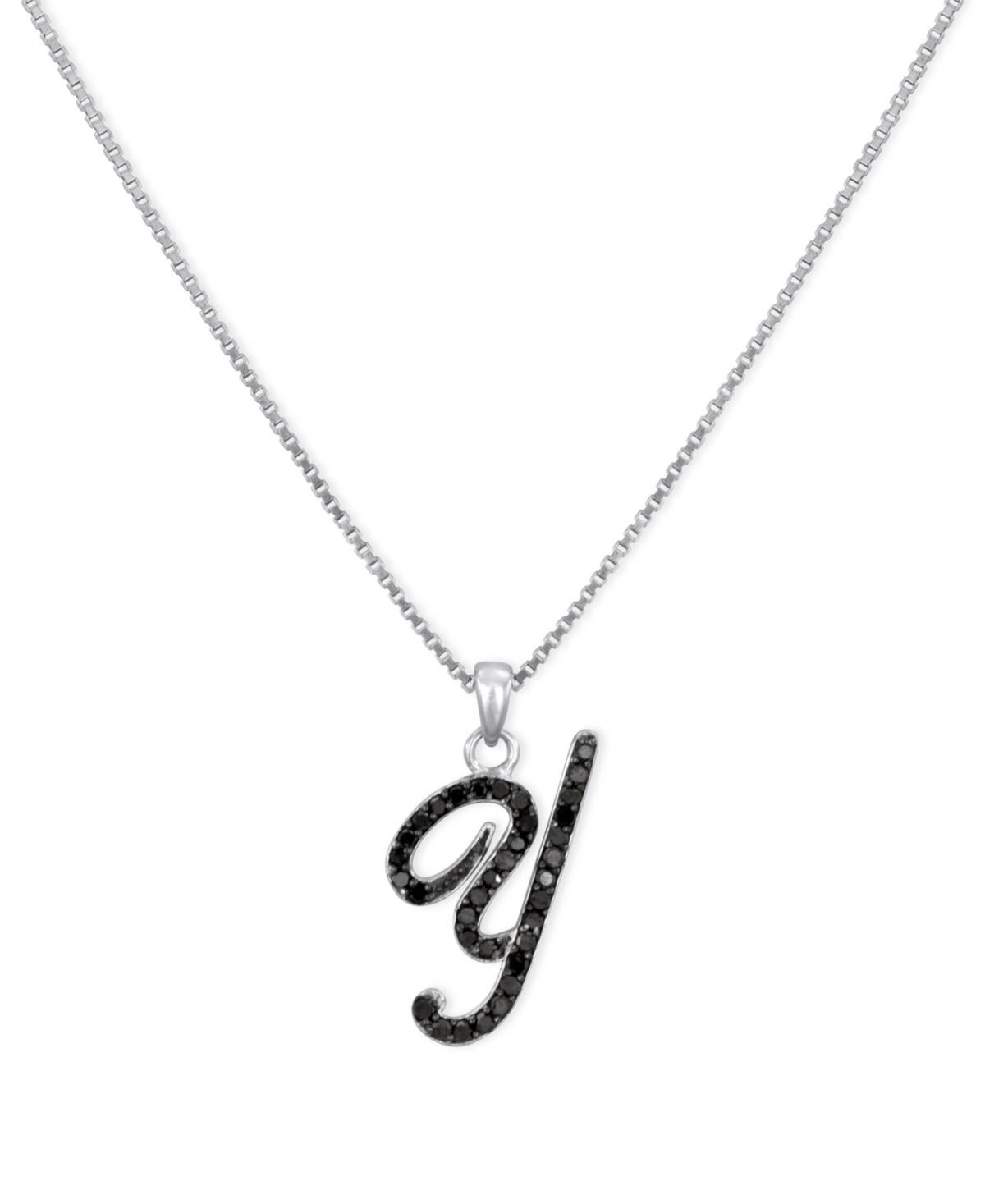 Sterling Silver Necklace, Black Diamond Y Initial Pendant (1/4 ct. t.w.) Product Image