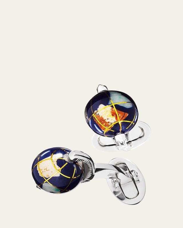 Spinning Lapis Inlay Globe Cuff Links Product Image