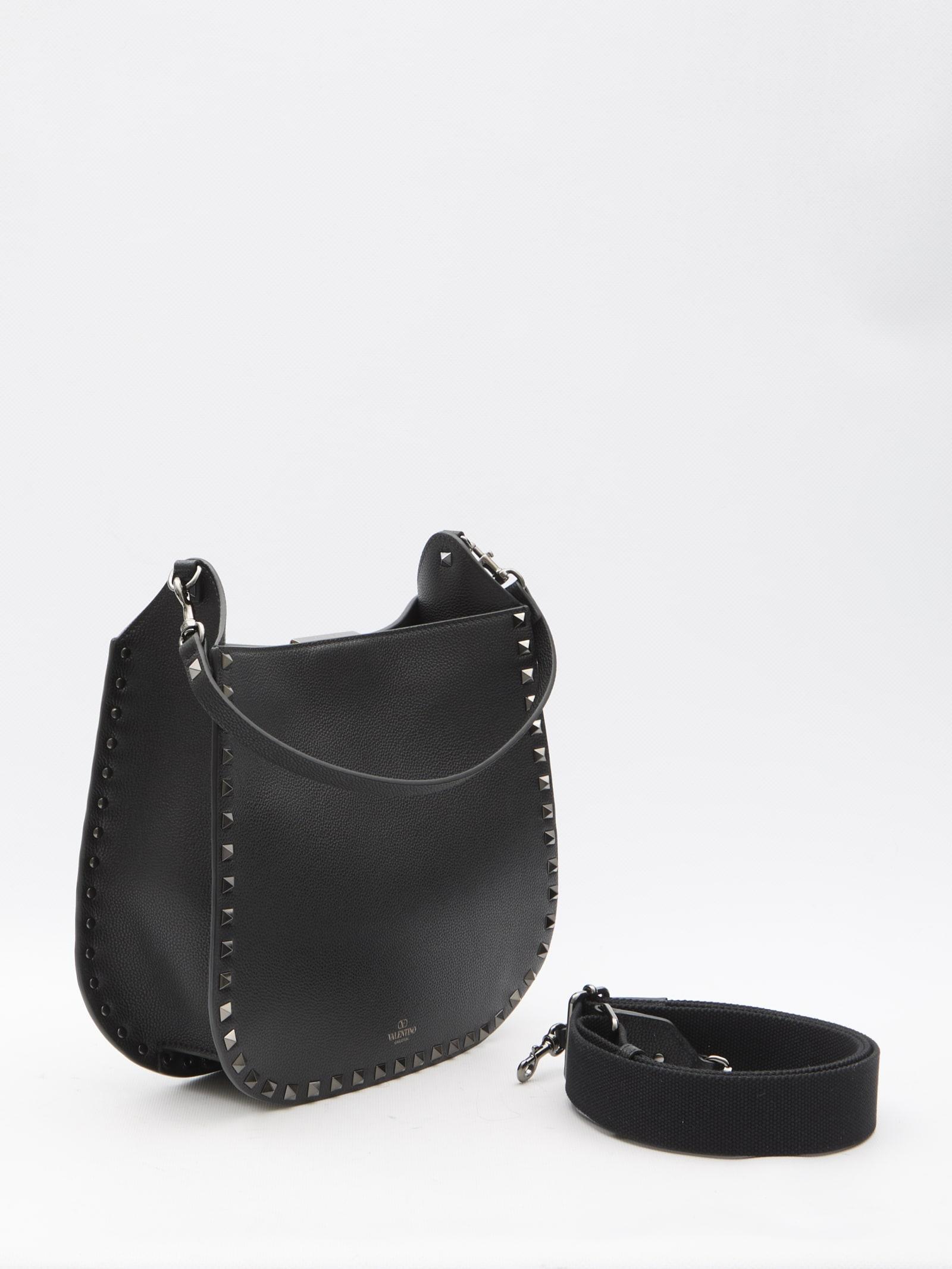 VALENTINO GARAVANI Hobo Rockstud Bag In Black Product Image