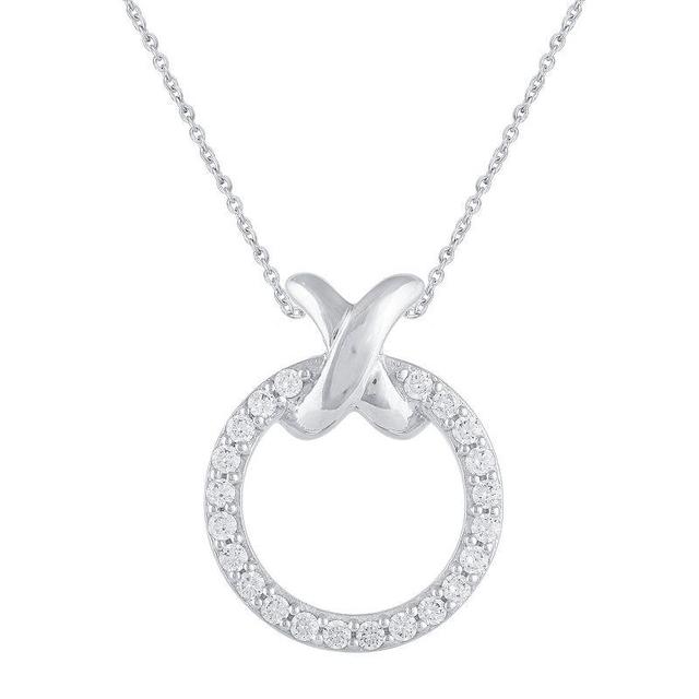 Royal Aura Sterling Silver 1/5 Carat T.W. Diamond XO Pendant Necklace, Womens White Product Image