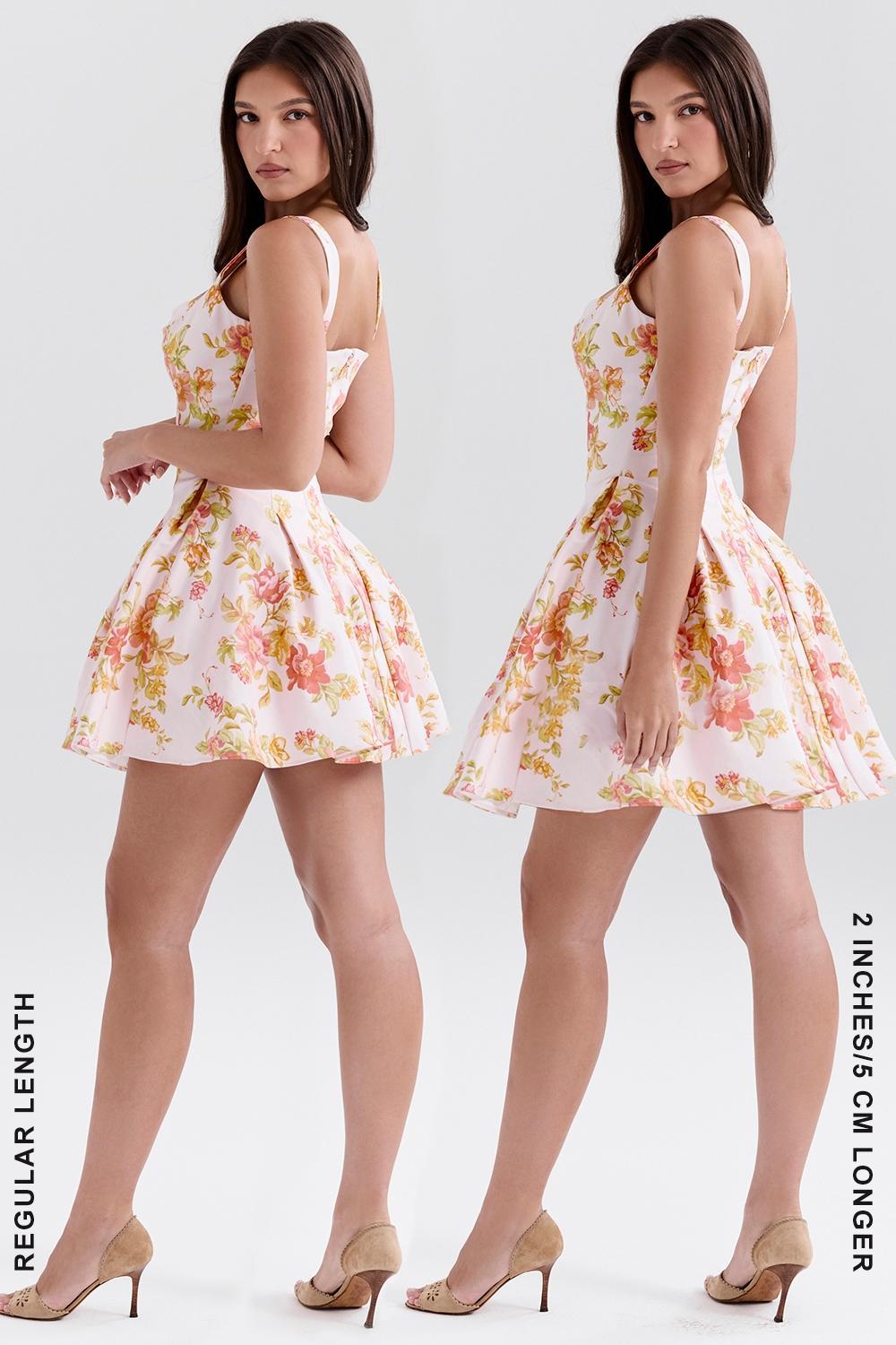 Bunny Peach Poppy Print Twill Mini Dress Product Image