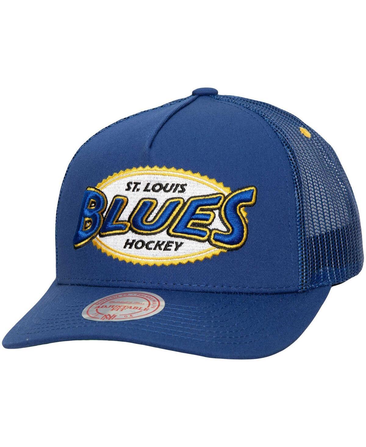 Mens Mitchell & Ness Blue St. Louis Blues Team Seal Trucker Snapback Hat Product Image