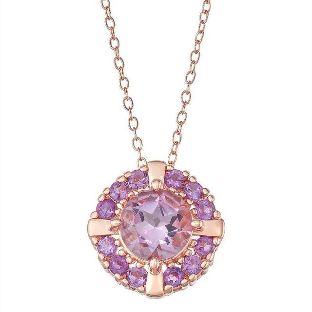 14k Rose Gold Over Silver Amethyst Pendant, Womens, Pink Tone Product Image