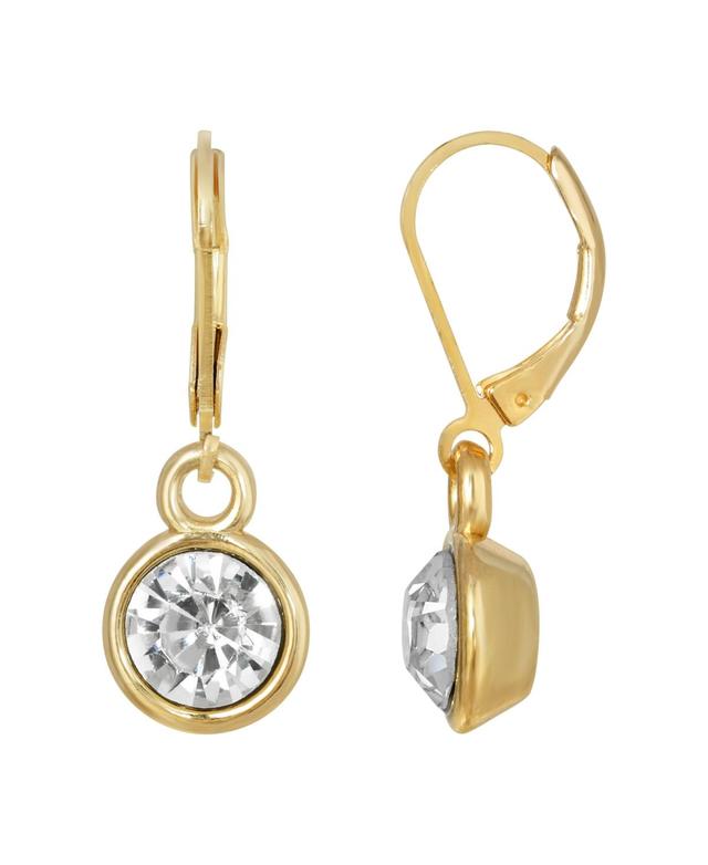 2028 Gold-Tone Round Crystal Drop Earring Product Image