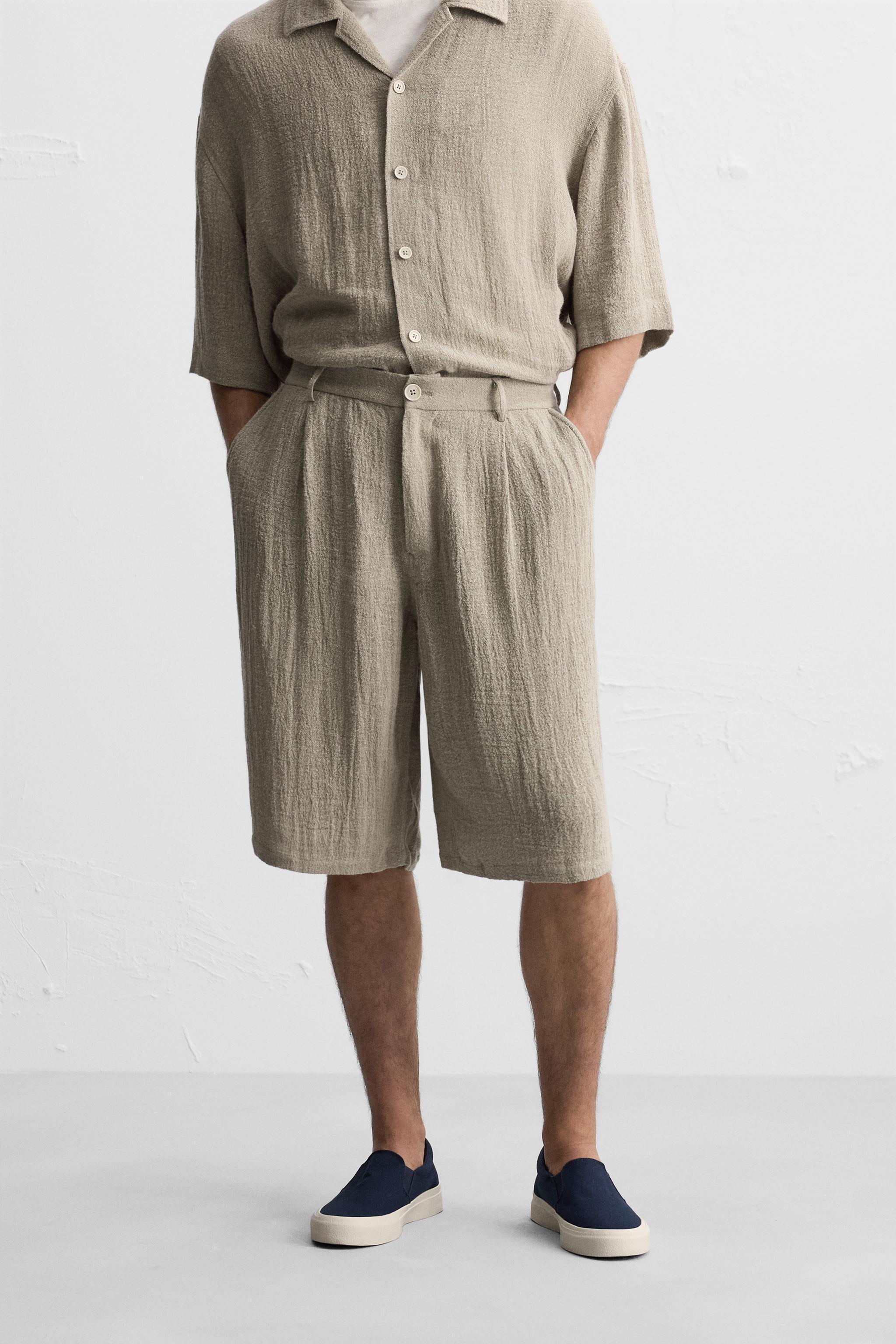 100% LINEN OVERSIZED FIT SHORTS Product Image