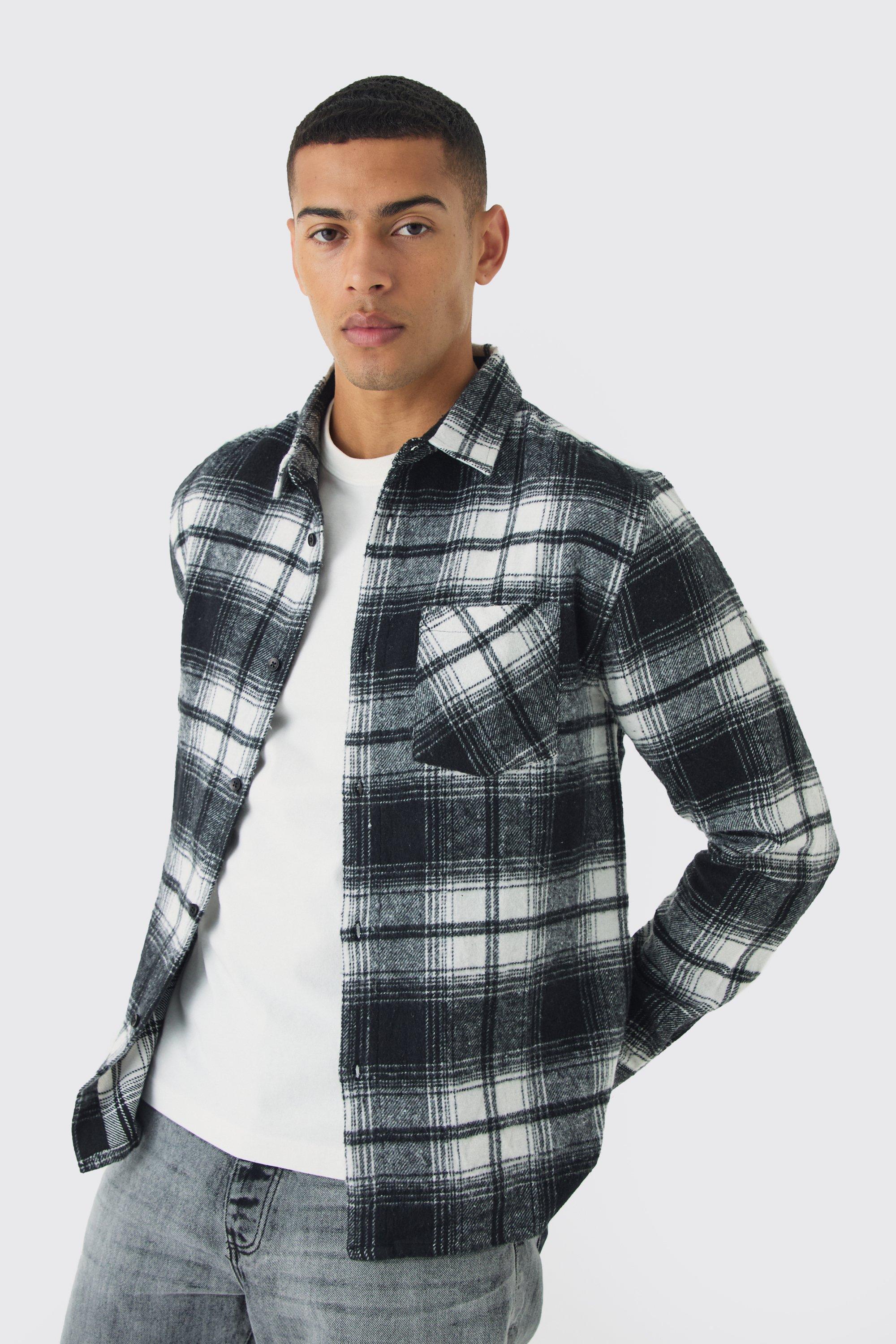 Regular Fit Flannel Plaid Long Sleeve Shirt | boohooMAN USA Product Image