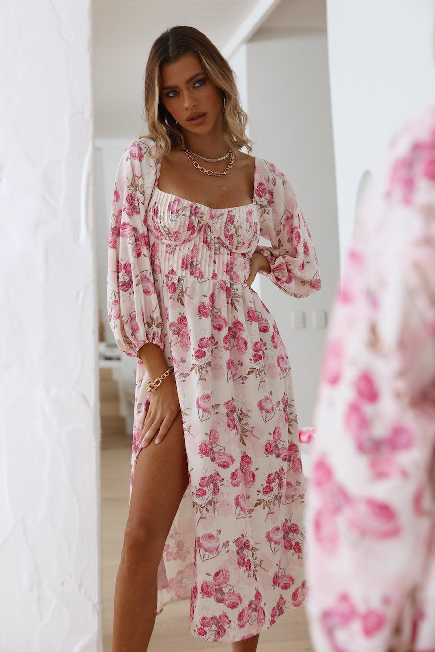 Gal Having Fun Midi Dress Pink Product Image