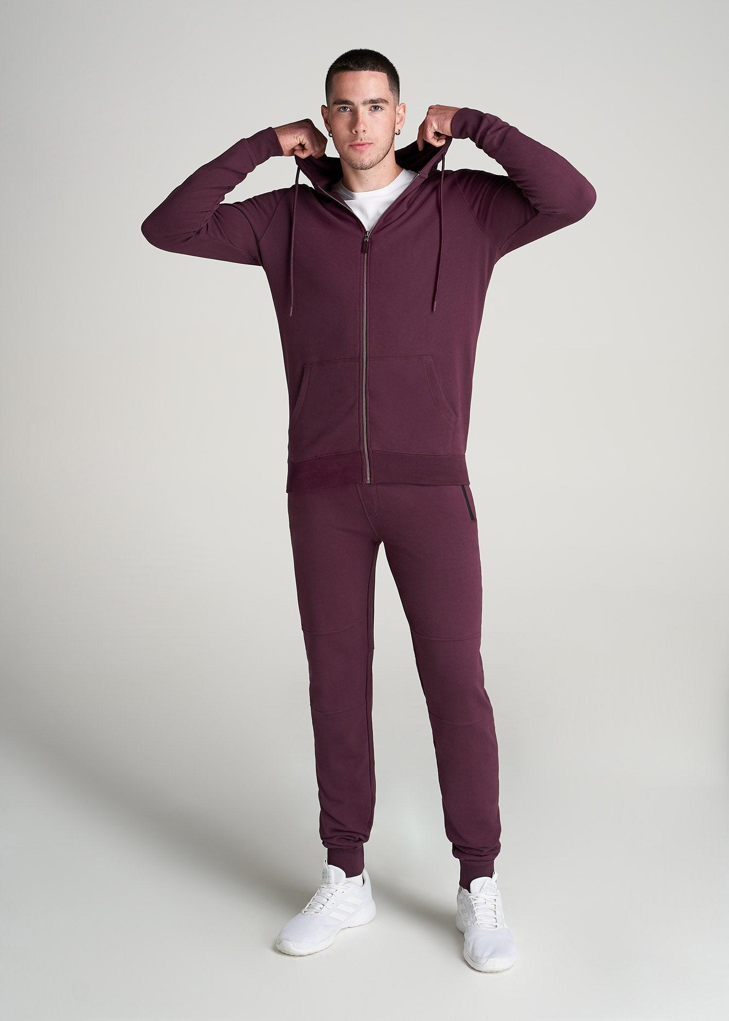 Wearever French Terry Full-Zip Men's Tall Hoodie in Maroon Product Image